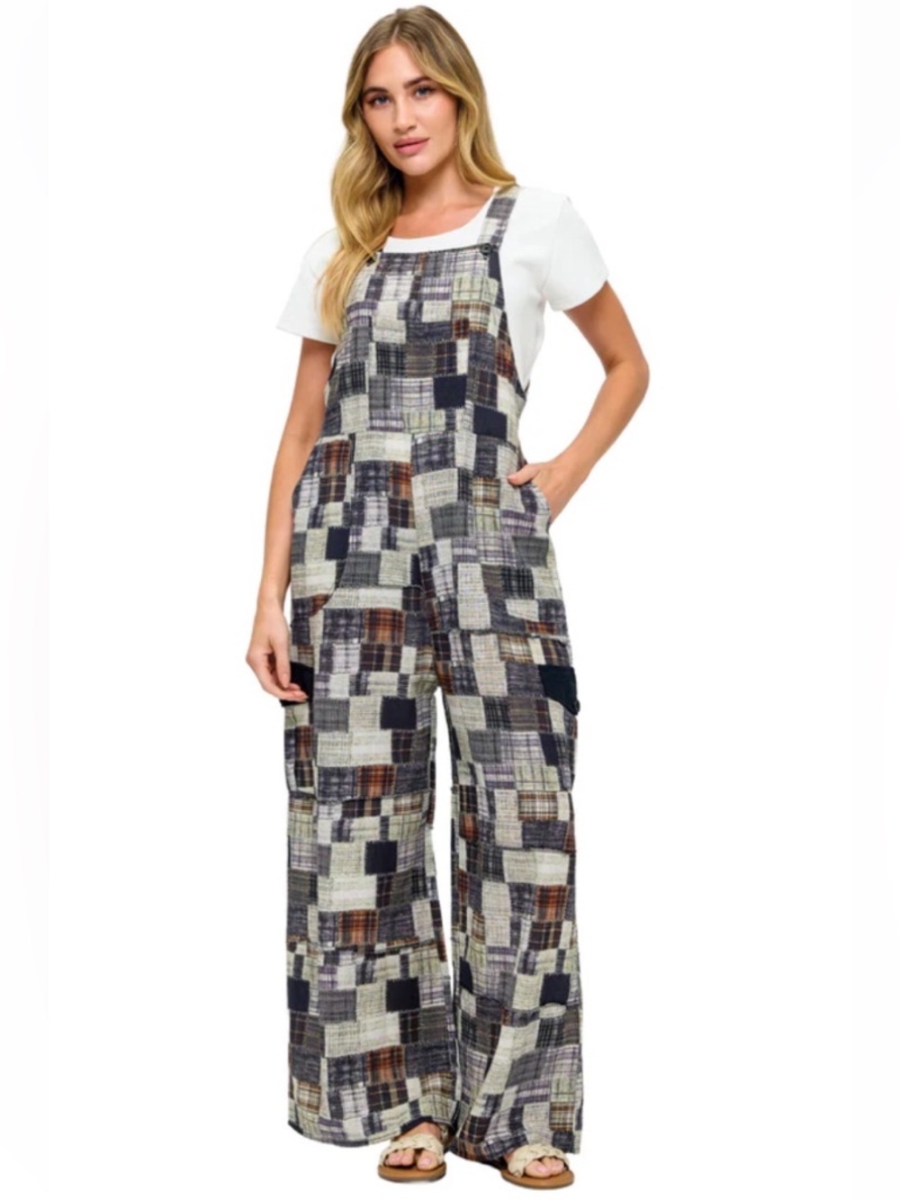 120 ❤️ Boho Patchwork Print Overall